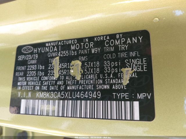 2020 HYUNDAI KONA KM8K3CA5XLU464949 Photo 8