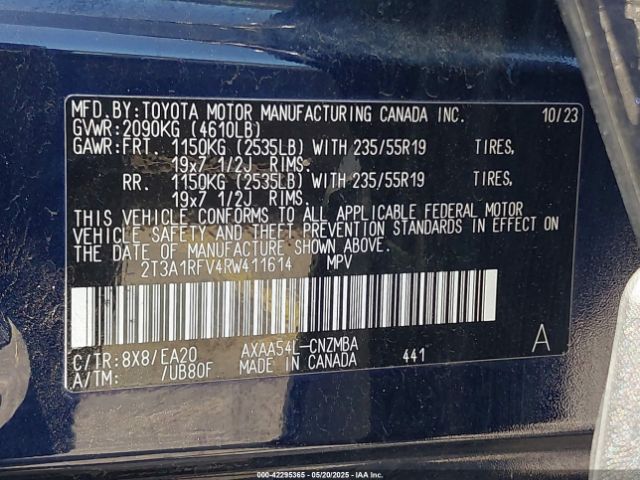 2T3A1RFV4RW411614 Toyota Rav4 Xle Premium