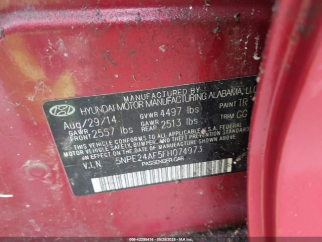 5NPE24AF5FH074973 Hyundai SONATA SE