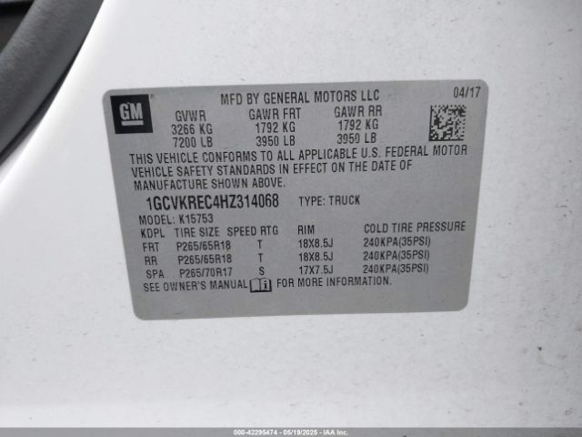 2017 CHEVROLET SILVERADO 1500 1GCVKREC4HZ314068 Photo 8