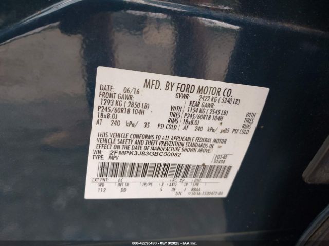 2016 FORD EDGE 2FMPK3J83GBC00082 Photo 8