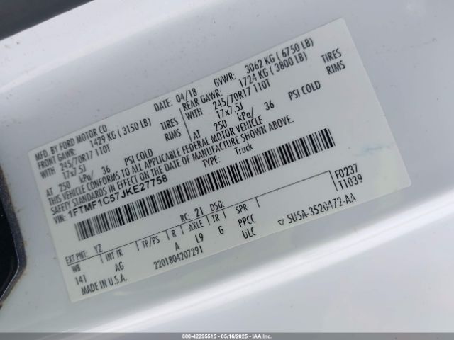 1FTMF1C57JKE27758 Ford F-150 Xl