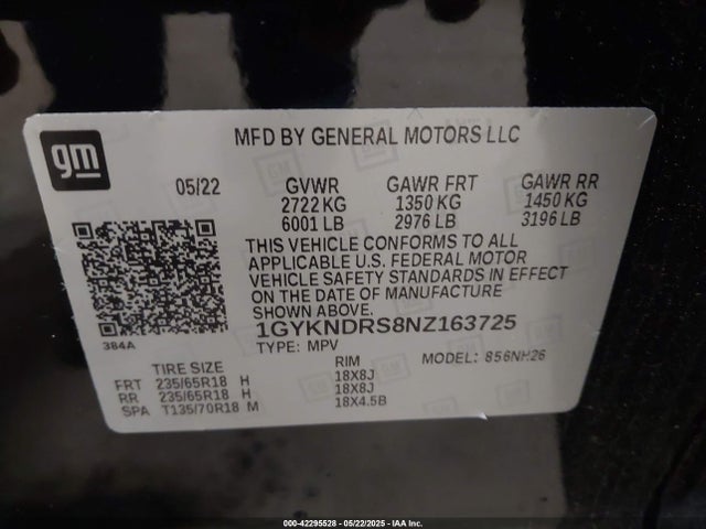 2022 CADILLAC XT5 1GYKNDRS8NZ163725 Photo 8