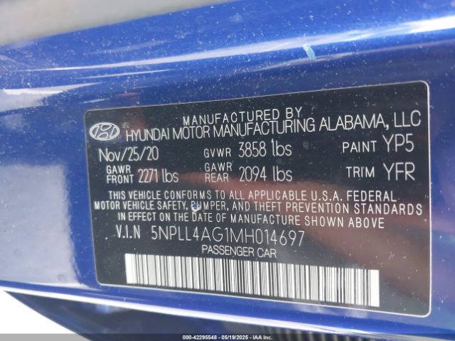 2021 HYUNDAI ELANTRA 5NPLL4AG1MH014697 Photo 8