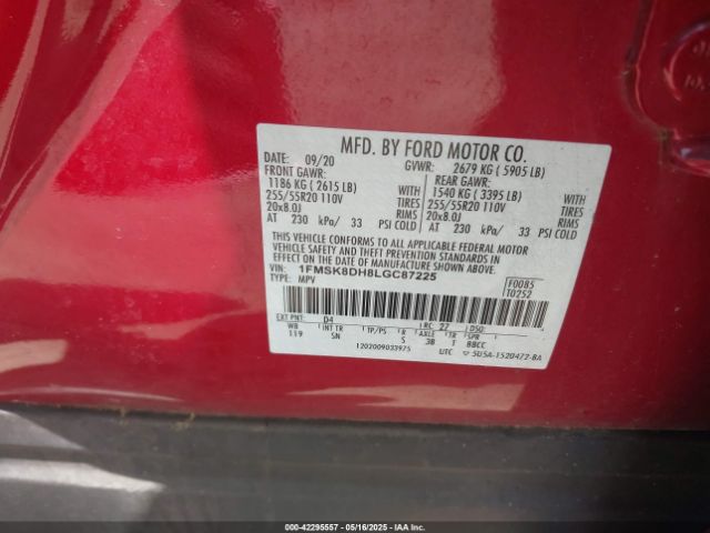 1FMSK8DH8LGC87225 Ford EXPLORER XLT