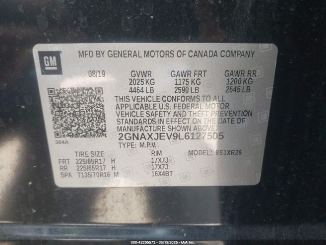 2GNAXJEV9L6127505 Chevrolet Equinox Fwd 2fl