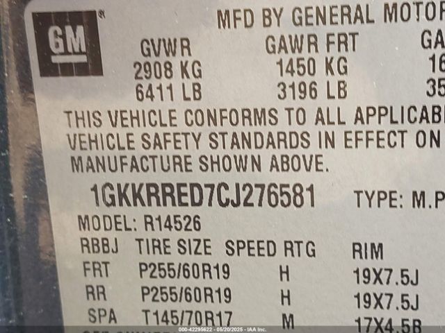 2012 GMC ACADIA 1GKKRRED7CJ276581 Photo 8