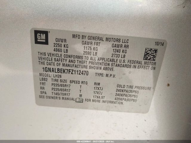 1GNALBEK7FZ112470 Chevrolet EQUINOX 1LT