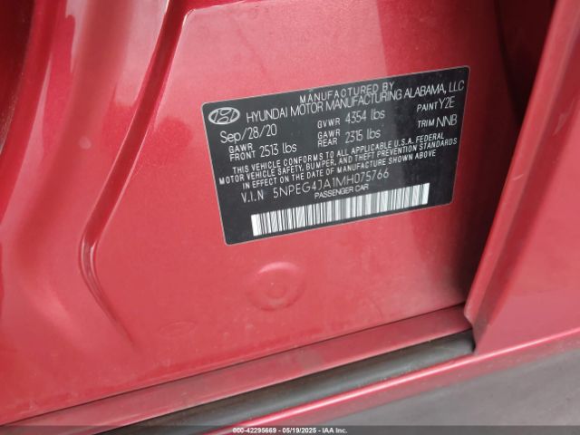 2021 HYUNDAI SONATA 5NPEG4JA1MH075766 Photo 8