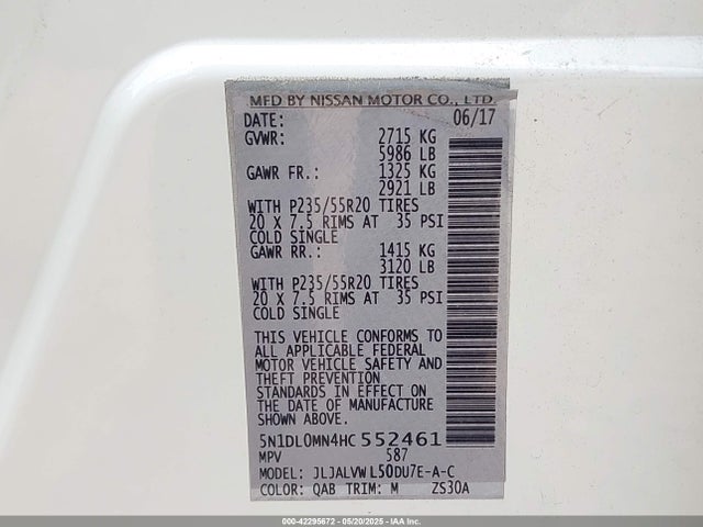 5N1DL0MN4HC552461 Infiniti QX60