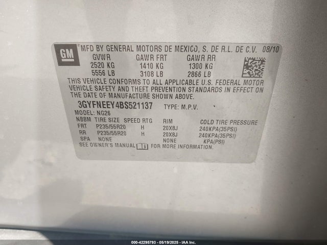 2011 CADILLAC SRX 3GYFNEEY4BS521137 Photo 8