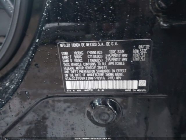 3CZRU6H33NM770916 Honda Hr-v Awd Lx
