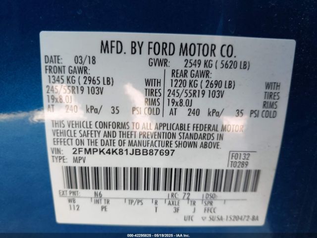 2018 FORD EDGE 2FMPK4K81JBB87697 Photo 8