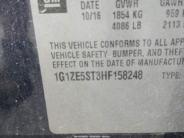 1G1ZE5ST3HF158248 Chevrolet MALIBU 1LT