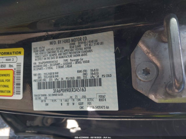 3FA6P0H90ER345163 Ford FUSION SE