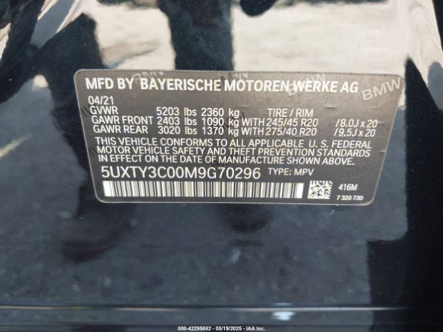 5UXTY3C00M9G70296 BMW X3 Sdrive30i