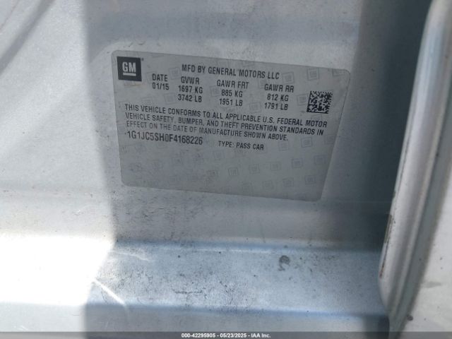 1G1JC5SH0F4168226 Chevrolet Sonic Lt Auto