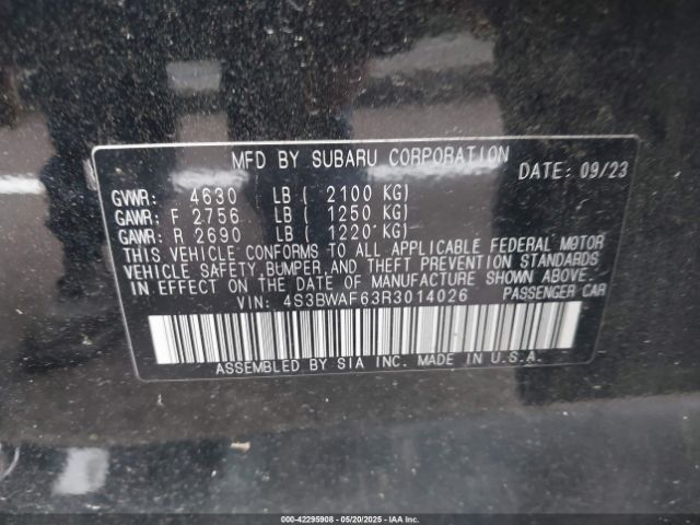 4S3BWAF63R3014026 Subaru Legacy Premium