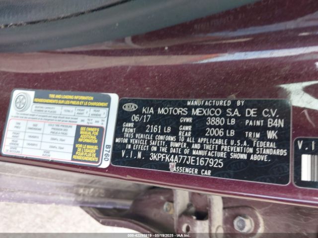 3KPFK4A77JE167925 KIA FORTE LX