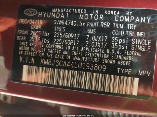 KM8J3CA44LU193809 Hyundai Tucson Value