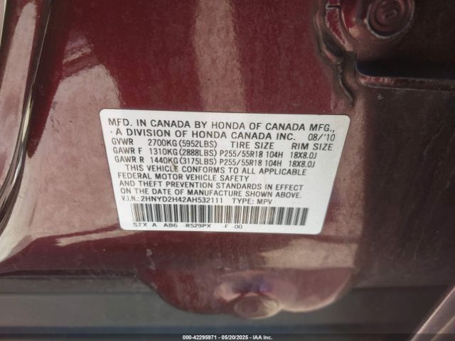 2010 ACURA MDX 2HNYD2H42AH532111 Photo 8