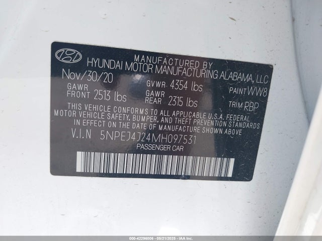 5NPEJ4J24MH097531 Hyundai t-gdi gamma ii