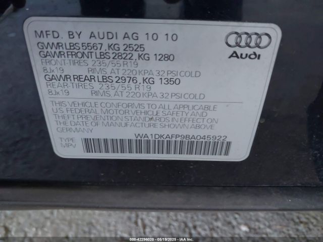 2011 AUDI Q5 WA1DKAFP9BA045922 Photo 8