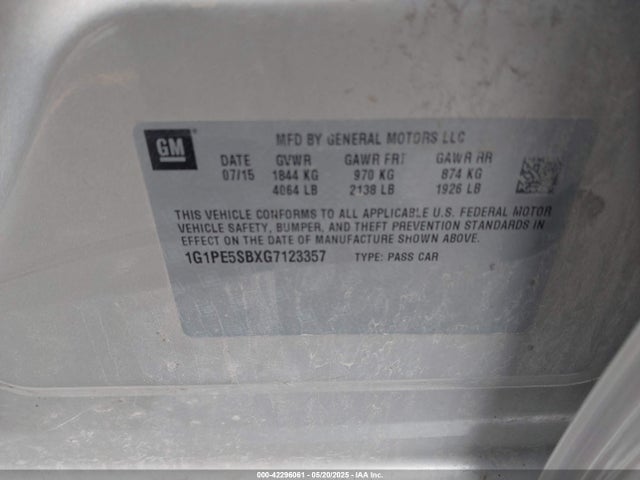 1G1PE5SBXG7123357 Chevrolet luv - vvt, alum, e85 max