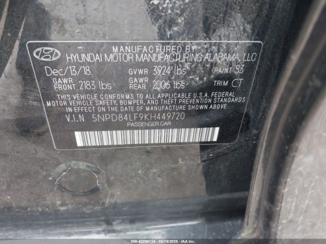 5NPD84LF9KH449720 Hyundai Elantra Limited