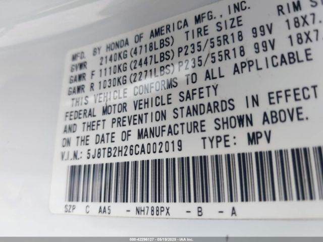 2012 ACURA RDX 5J8TB2H26CA002019 Photo 8