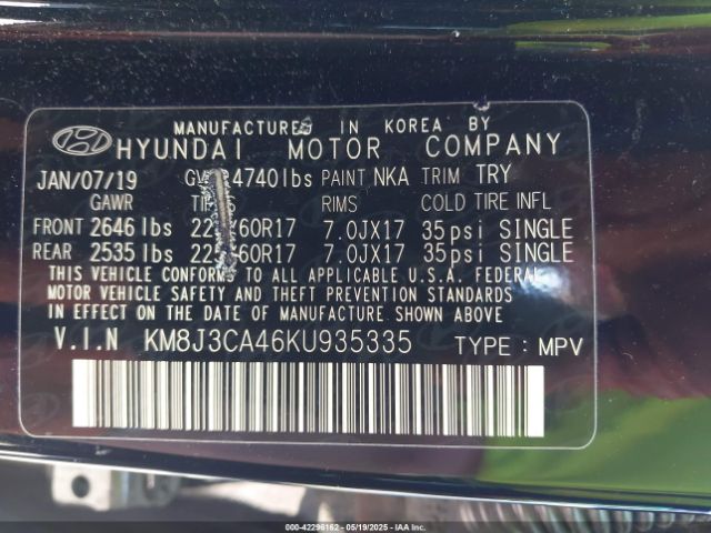 KM8J3CA46KU935335 Hyundai Tucson Value