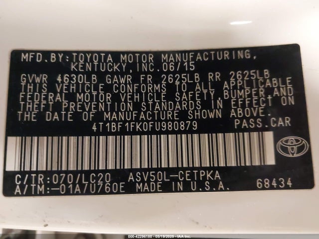 4T1BF1FK0FU980879 Toyota CAMRY XSE