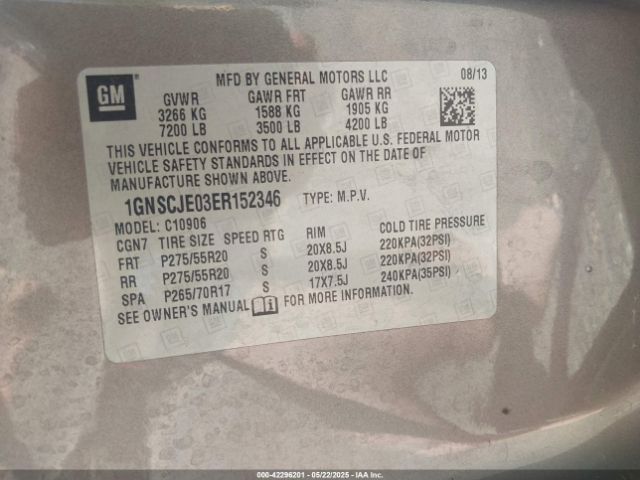 1GNSCJE03ER152346 Chevrolet Suburban 1500 Lt