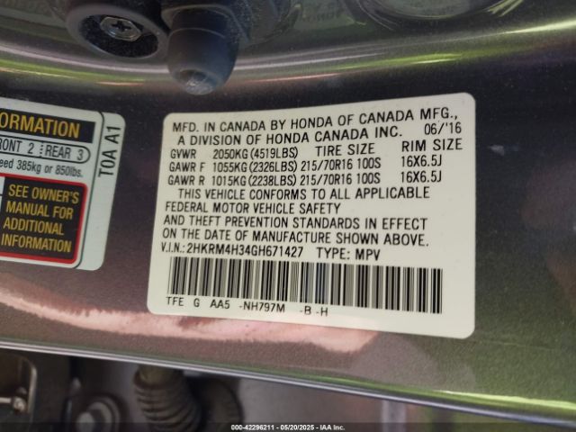 2HKRM4H34GH671427 Honda CR-V LX