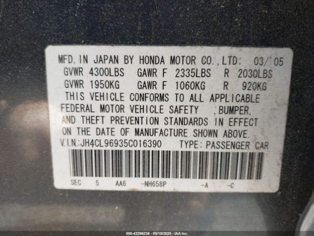 2005 ACURA TSX JH4CL96935C016390 Photo 8