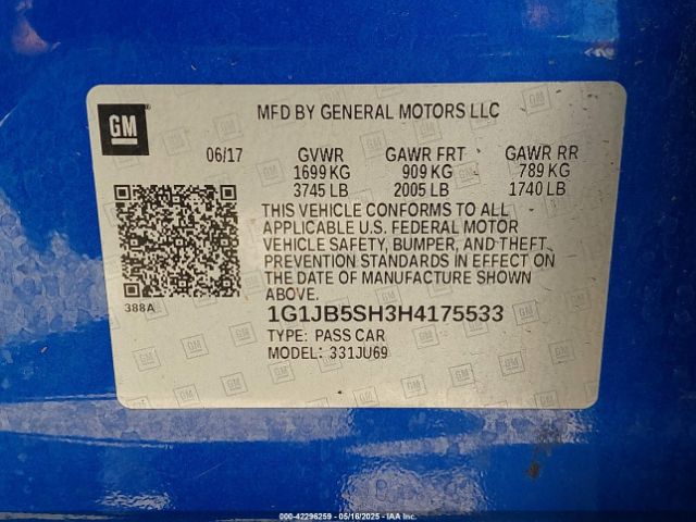 1G1JB5SH3H4175533 Chevrolet Sonic Ls Auto