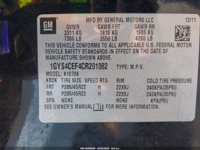 2012 CADILLAC ESCALADE 1GYS4CEF4CR201082 Photo 8