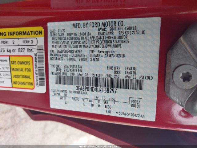 3FA6P0HD4LR158297 Ford FUSION SE