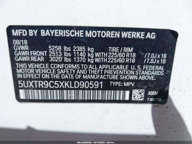 5UXTR9C5XKLD90591 BMW X3 Xdrive30i