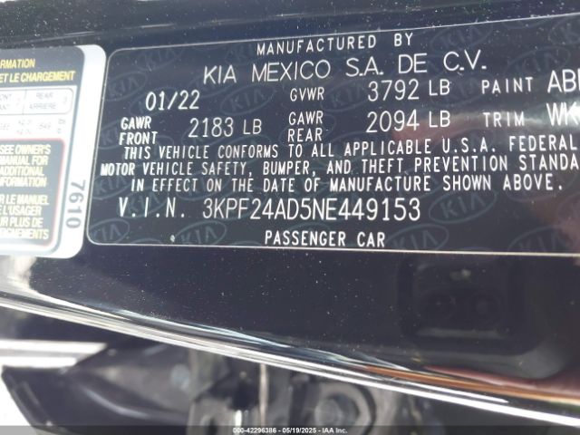 2022 KIA FORTE 3KPF24AD5NE449153 Photo 8