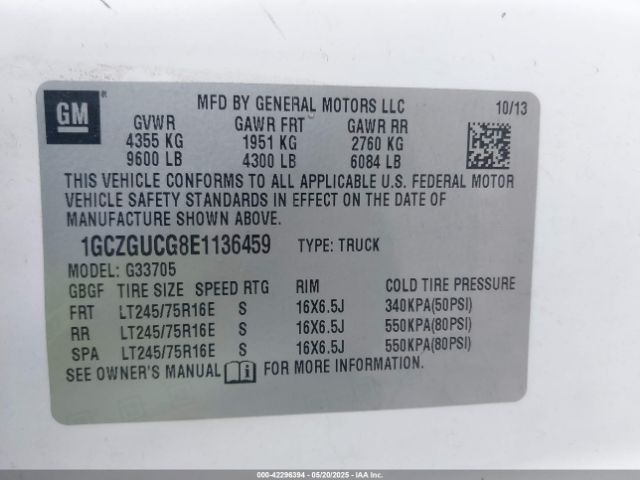 1GCZGUCG8E1136459 Chevrolet Express 3500 Work Van