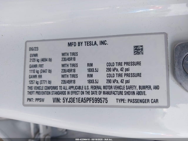 2023 TESLA MODEL 3 5YJ3E1EA5PF599575 Photo 8