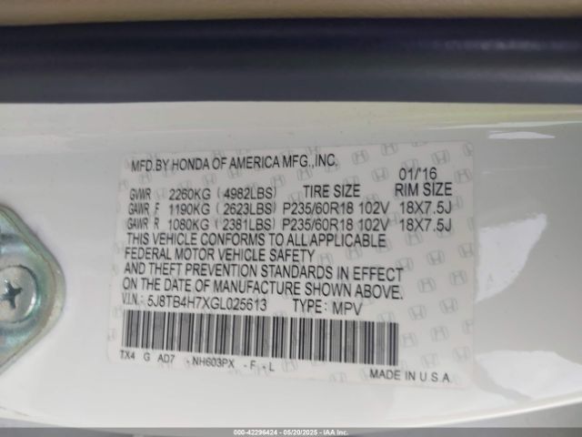 2016 ACURA RDX 5J8TB4H7XGL025613 Photo 8