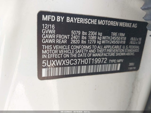 5UXWX9C37H0T19972 BMW X3 Xdrive28i