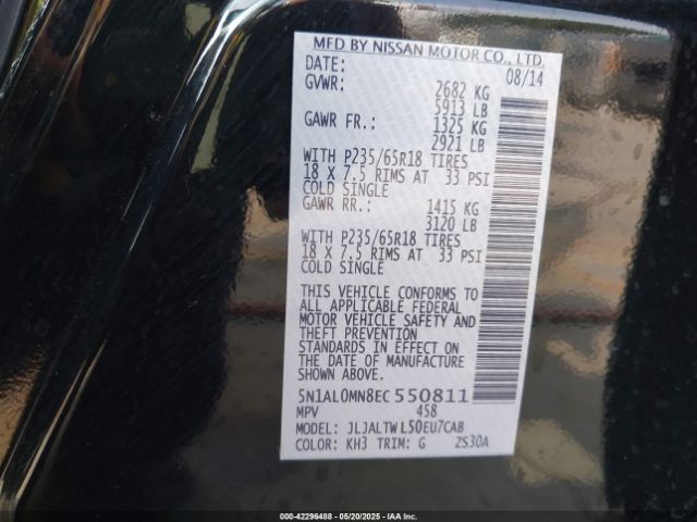 5N1AL0MN8EC550811 Infiniti QX60