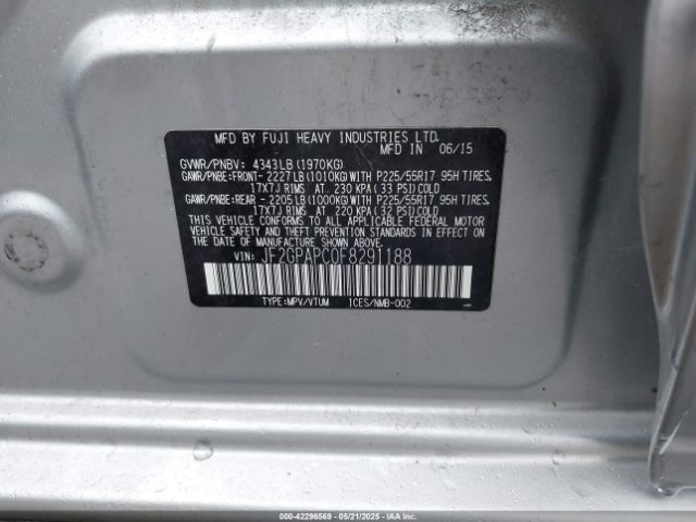 JF2GPAPC0F8291188 Subaru Xv Crosstrek 2.0i Limited