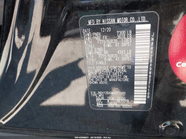 JN8AY2BA9M9371100 Nissan Armada