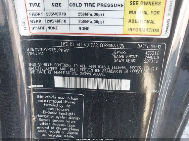 2011 VOLVO C70 YV1672MC6BJ114811 Photo 8