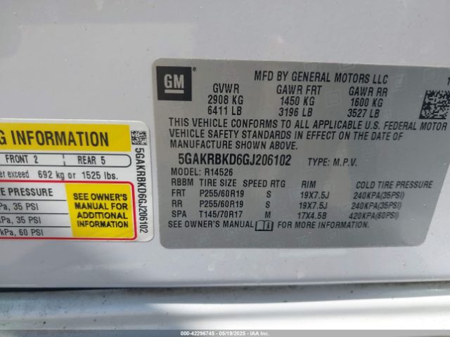 5GAKRBKD6GJ206102 Buick Enclave Leather