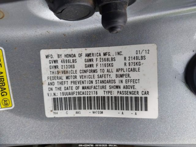 2012 ACURA TL 19UUA8F29CA022178 Photo 8